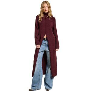 Mimosa Merlot Turtleneck Split Front Midi Sweater MD4063_C2